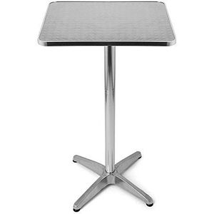 BAKAJI - Vierkante salontafel van aluminium voor buiten, 60 x 60 cm, met verstelbare hoogte 70/110 cm, plaat van roestvrij staal, voor bar, bistro, huis, tuin, restaurant