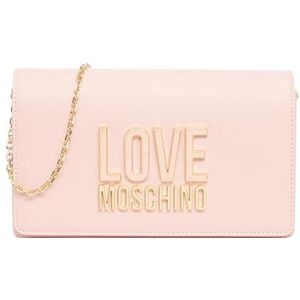 Love Moschino, Tassen, Dames, Roze, ONE Size, Polyester, Roze Schoudertas met Gouden Details