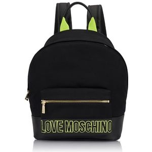 Love Moschino, Tassen, Dames, Zwart, ONE Size, Katoen, Zwarte katoenen rugzak met ritssluiting