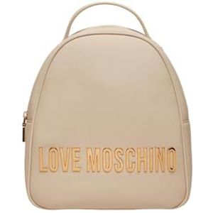 Love Moschino, Tassen, Dames, Beige, ONE Size, Ivoor Synthetische Rugzak met Gouden Details