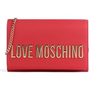 Love Moschino, Accessoires, Dames, Rood, ONE Size, Rode Logo Schoudertas met Gouden Ketting