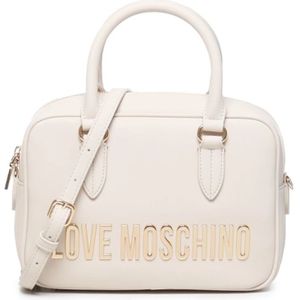 Love Moschino, Tassen, Dames, Wit, ONE Size, Witte Logo Tas met Verstelbare Band