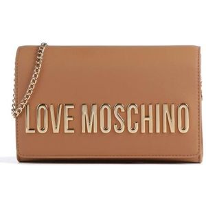 Love Moschino, Kameel Logo Schoudertas met Gouden Ketting Bruin, Dames, Maat:ONE Size