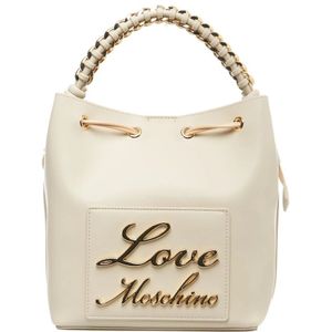Love Moschino, Tassen, Dames, Wit, ONE Size, Leer, Logo Ketting Schoudertas