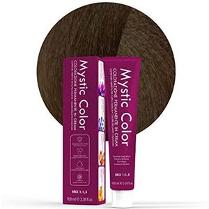 Mystic Color - Permanent Cream Coloring with Argan Oil and Calendula - Long Lasting Hair Color - Light Tobacco Chestnut Brown Dye Permanent 5.8-100ml