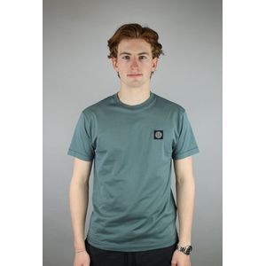 Stone Island, Tops, Heren, Groen, S, Denim, Groene Compass Logo T-shirt