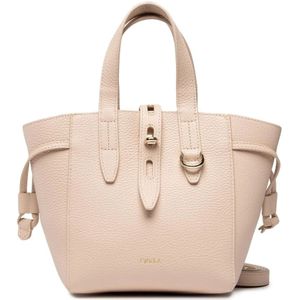 FURLA Leren Schoudertas Handtas Net Mini Tote Bag Ballerina i Crème
