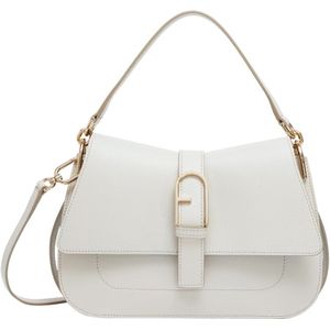 Furla, Tassen, Dames, Wit, ONE Size, Leer, Compacte Flow Top Handtas