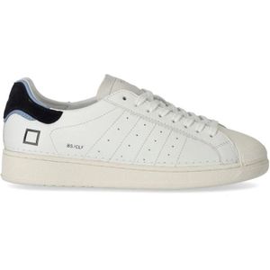 D.a.t.e., Witte Sneakers met Crèmewitte Rubberen Neus en Suède Tong Wit, Heren, Maat:42 EU