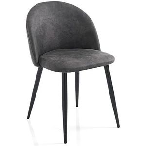 Oresteluchetta 4 stoelen New Haven Grey Fluweel, grijs, hoogte 78 cm, lengte 50 cm, hoogte 50 cm, hoogte 4 stuks