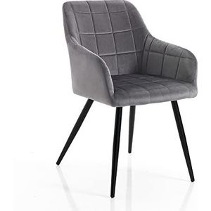 Oresteluchetta Set 2 stoelen Irving Grey, fluweel, grijs, cm. H.83 L.55 P.60, 2 stuks