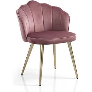 Oresteluchetta Set van 4 stoelen LINNY roze, fluweel, poederroze, H.78 L.57 P.58, 4 stuks
