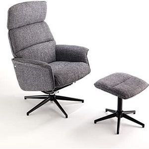 Oresteluchetta Draaibare comfortabele stoel met kruk NORY, katoen, grijs, H.106/112 x B.75 x D.70/115
