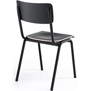 Oresteluchetta Set van 4 stoelen SKUL zwart, staal, zwart, H.80 x L 44 x D 57, 4 stuks