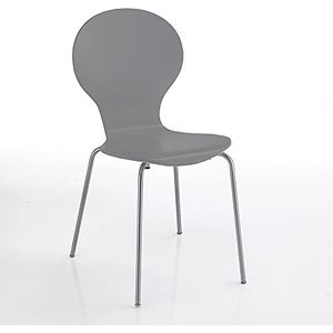 Oresteluchetta Set van 4 Kemp Grey Plywood stoelen, grijs, hoogte 88 x 47 x D 53, 4 stuks