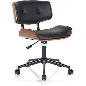 Oresteluchetta Bureaustoel CALLUME Evo Dark Wood, PU Leather, Zwart, H.78/88 x L.50 x D.54