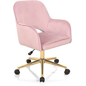 Oresteluchetta Bureaustoel Oscar roze, fluweel, poederroze, H 80/88 x B 57 x D 58 cm