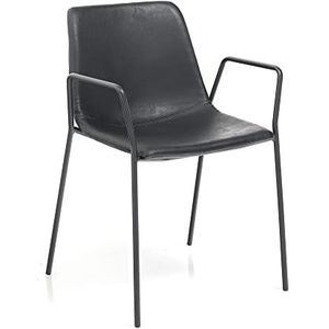 Oresteluchetta 2 x stoelen Bobbie zwart, PU-leer, zwart, H.78 L.56 P.53, 2 stuks