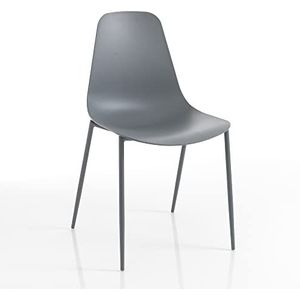 Oresteluchetta YANNY Grey, 4 stoelen, voor binnen en buiten, polypropyleen, grijs, hoogte 88 x B46 x D53, 4 stuks
