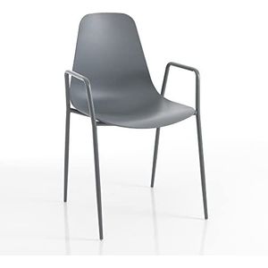 Oresteluchetta YANNY Grey Plus stoelen met armleuningen, 4 stuks