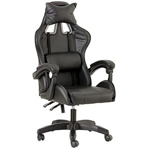 Baroni Home Gamingstoel, ergonomische gamingchase, bureaustoel met comfortabele rugleuning, verstelbare rugleuning, hoofdsteun en lendensteun, zwart