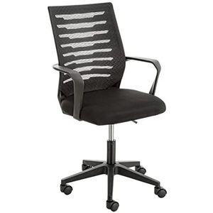 Baroni Home Gewatteerde bureaustoel, draaibaar, bureaustoel met verstelbare hoogte en armleuningen, ergonomische zitting (zwart)