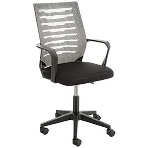 Baroni Home Gewatteerde bureaustoel, draaibaar, bureaustoel met verstelbare hoogte en armleuningen, ergonomische zitting, grijs