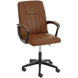 Baroni Home Bureaustoel van kunstleer, draaibaar, beklede bureaustoel met verstelbare hoogte en armleuningen, ergonomische zitting, bruin