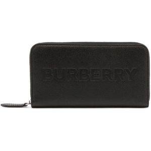 Burberry Leren Rits Portemonnee - Stijlvol en Functioneel , Black , Dames , Maat: ONE Size