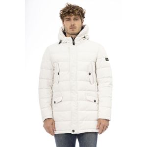 Hooded Puffer Jacket - Wit - Bomberjack - Met Rits en Automatische Knopen - 100% Polyester