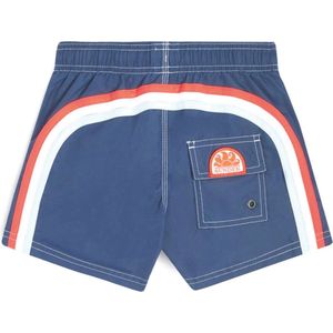 Sundek - Elastic Waist Zwemshort - Blauw - Oranje - Wit - 100% Polyamide