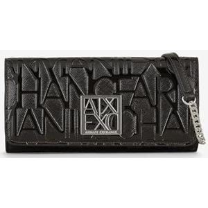 Armani Exchange Dames Chain, Embossed All Over Logo Bi-Fold Wallet Wallet, zwart, One Size