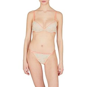 Emporio Armani All Over Embroidery Lace Push Up Bra, Papaya/Flower Gard., 36 / C