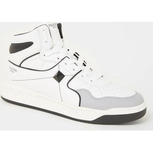 Valentino One Stud sneaker van kalfsleer - wit/zwart/grijs - Maat 42