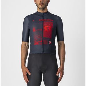 Castelli Fietsshirt Korte Mouwen Heren Blauw Rood - 13 SCREEN JERSEY SAVILE BLUE RED-L