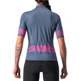 Castelli - FENICE JERSEY LIGHT STEEL BLUE PINK FLUO-S - Fietsshirt Korte Mouwen - Blauw Roze