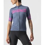 Castelli - FENICE JERSEY LIGHT STEEL BLUE PINK FLUO-S - Fietsshirt Korte Mouwen - Blauw Roze