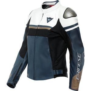 Dainese - Rapida Lady - Leren Jas - Zwart Iris Wit Tibetan Plat