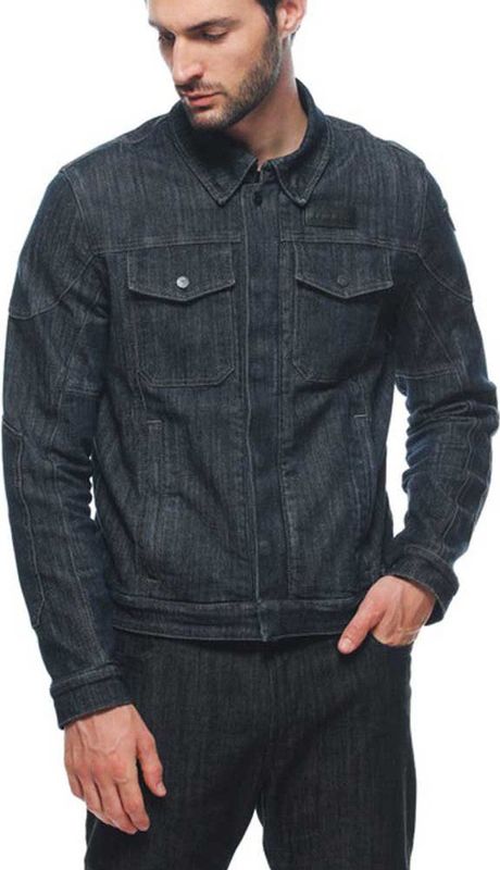 Denim Tex - Motorjas - Stretch Denim - Zwart - Met Protectoren