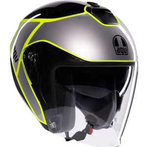 AGV - Irides E2206 - Open Helm - Zwart/Grijs/Geel Fluo - Hoogwaardige Materialen