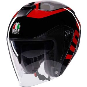 AGV - Irides E2206 - Open Face Helm - Matgrijs / Zwart / Rood - Schokabsorberend