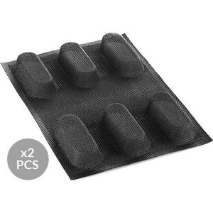 SILIKOMART - AIR PLUS 03 - SET 2  BAKVORM SILICONEN N.6 MINI PLUM CAKE 40x95 H 25 MM