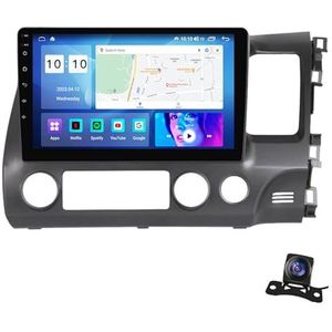 Android 10 2 Din Autoradio 10"" Touchscreen Auto Stereo voor Honda Civic-R 2005-2012 met CarPlay,GPS navigatie,FM Radio,AHD Omgekeerd beeld,Bediening op het stuur,Bluetooth (Size : L2 2GB+16GB)