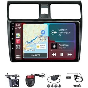 Android 12 2 DIN Auto Stereo Audio Radio Met GPS-Navigatie 9'' Touchscreen-Ondersteuning FM AM RDS Radio/Carplay Android Auto/Bluetooth voor Suzuki Swift 2003-2010 (Color : M600S 4G+WIFI 6G+128G)