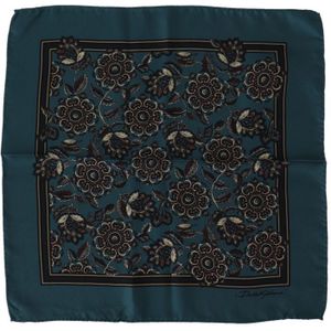 Dolce & Gabbana Blue Floral Silk Square zakdoek heren sjaal