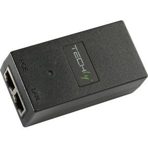 Techly Power Injector - 15 Watt - Output Connectors: 1 (802.3af (PoE), 15 W), PoE-injector