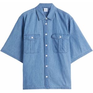 Aspesi - Katoenen Overhemd - Blauw - Halve Mouwen - Dames