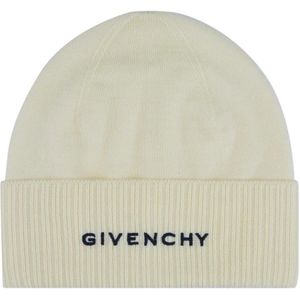 Givenchy, Witte Wol Ribgebreide Rand Hoed Wit, Dames, Maat:ONE Size