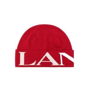 Lanvin Geribbelde Wollen Hoed , Red , unisex , Maat: ONE Size