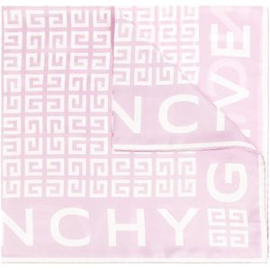 Givenchy, Accessoires, Dames, Roze, ONE Size, Zijden Vierkante Sjaal met 4G Print